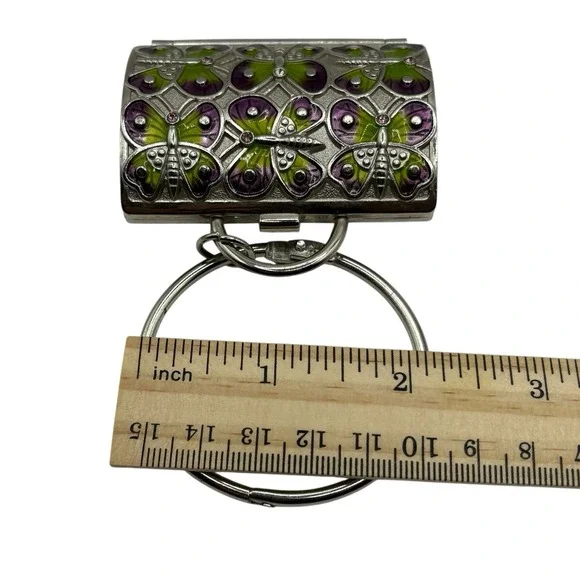 Neiman Marcus Butterfly Metal Purse Keychain Fob Pill Trinket Box Judith Leiber - Picture 16 of 16